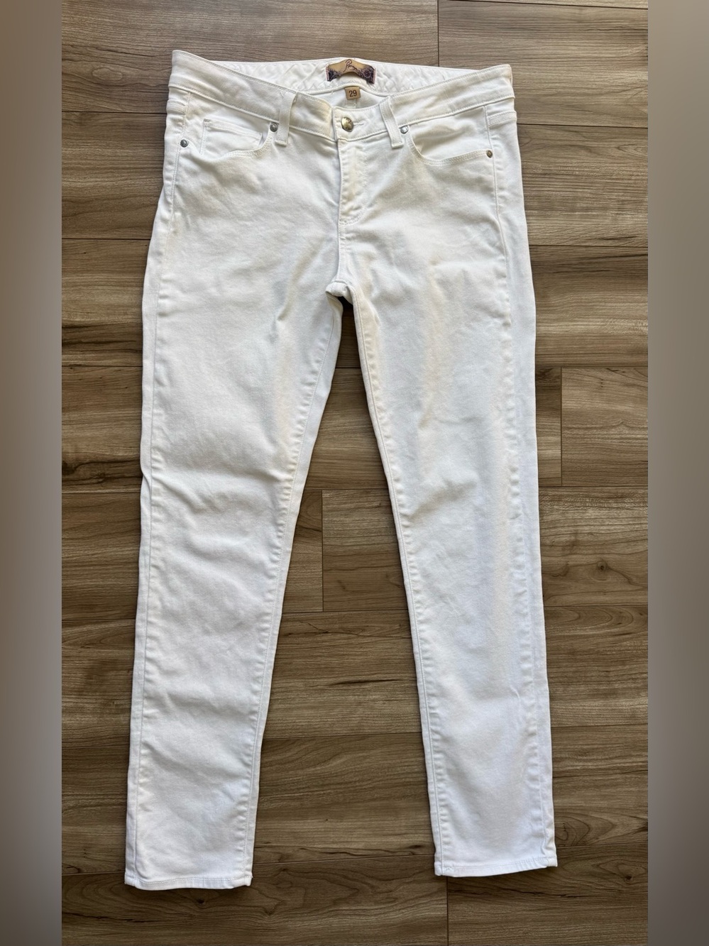 Paige Denim Peg Skinny White Jeans Pants Size 29 Mid-rise stretch